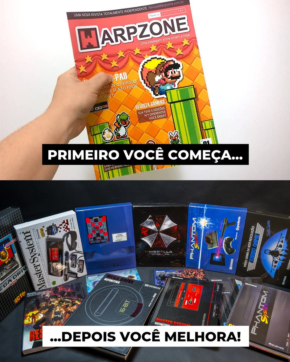 WarpZoneMe's tweet photo. Fanzine da WarpZone em 2015, apenas 4 páginas... e os livros de luxo que escrevemos ao longo desses 10 anos. Foram mais de 80 publicações até agora. Muito obrigado pelo apoio de vocês!
#Retro #Retrogame #Videogame #WarpZone #Evolução #Nintendo #Sega #Locadora #Arcade #Fliperama https://t.co/WwMriZtjzi