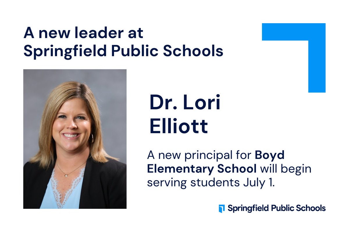 Springfield Public Schools has announced the new principal for Boyd Elementary School. Dr. Lori Elliott will take on the leadership role effective July 1.

MORE: bit.ly/4kbtGYh

#SPSLeads