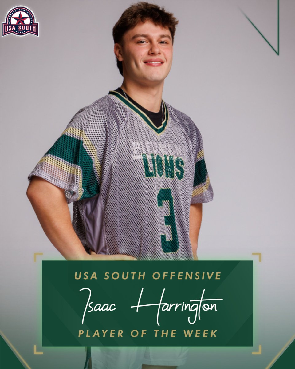 For the fourth time in his career and first time this season, Isaac Harrington is your <a href="/usa_south/">USA South Athletic Conference</a> Offensive Player of the Week!