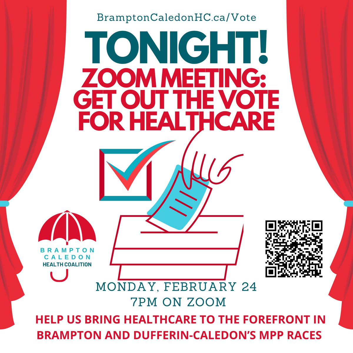 Join us tonight and check out our election guide website to find out how you can save our public universal healthcare! #ForProfitFord #healthcare #universalhealthcare #election #vote #brampton #caledon #ontario #socialjustice #onhealth #onpoli

us06web.zoom.us/meeting/regist…