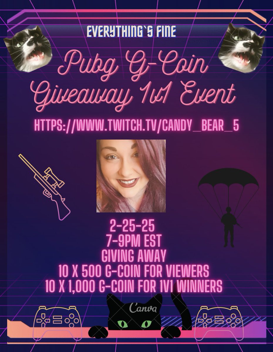 Candy_Bear_5's tweet photo. Hope to see you guys tomorrow! I’m sick as a dog but ready to have some 1v1 fun! Come win some G-Coin! 
#pubgpartner1v1 https://t.co/L3IJaANEBR