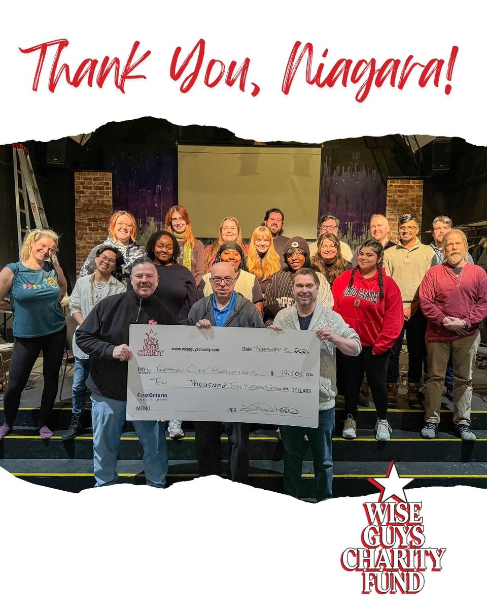 The Wise Guys Charity Fund is pleased to present a grant cheque for $10,509.00 to Garden City Productions to replace a boiler at Merritt St. location! 

 #WiseGuysCharityFund