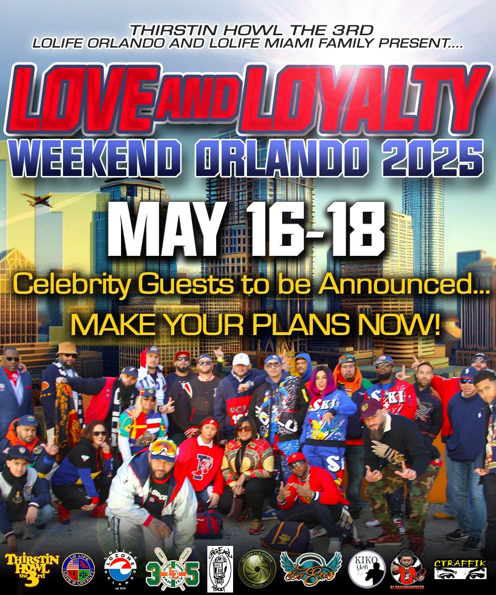 ctraffik's tweet photo. Yoooooo we just locked in the next #LoveAndLoyaltyWeekend in Orlando on May 16-18 presented by @ThirstinHowl3rd @lolifemiami and #LoLifeOrlando @Bigearlpromo the Florida #FLoLife families are turning up 2025 with the best Hip Hop events!! Join us in the sunshine #2LsUp https://t.co/2rmAHfmzIm