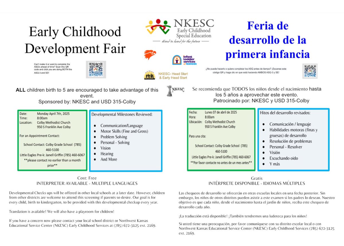 It’s that time again!! Colby Early Childhood Fair will be Monday April 7th, 2025. See the flyer for more details!