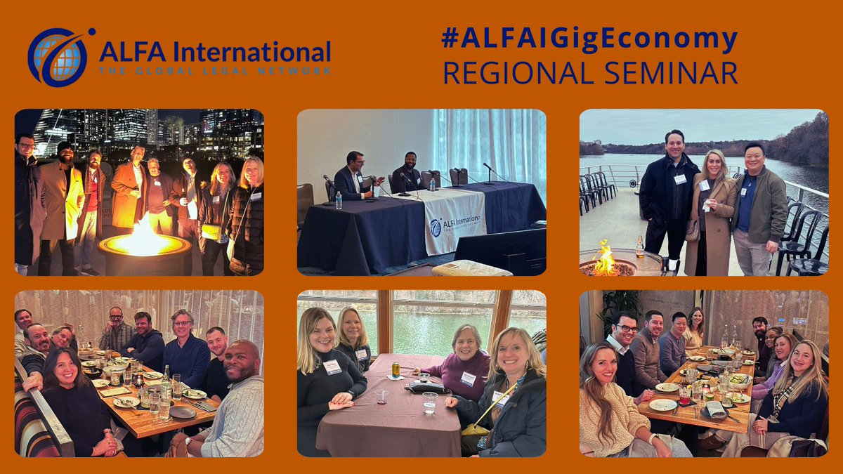 ALFAIntLaw's tweet photo. #ALFAInternationalNews The #ALFAIGigEconomy Practice Group recently wrapped up its third annual regional seminar, filled with insightful discussions, valuable networking opportunities and a chilly boat cruise on Lady Bird Lake. #ALFAInternational #LocalRelationshipsWorldwide https://t.co/YzIxFS9LAh