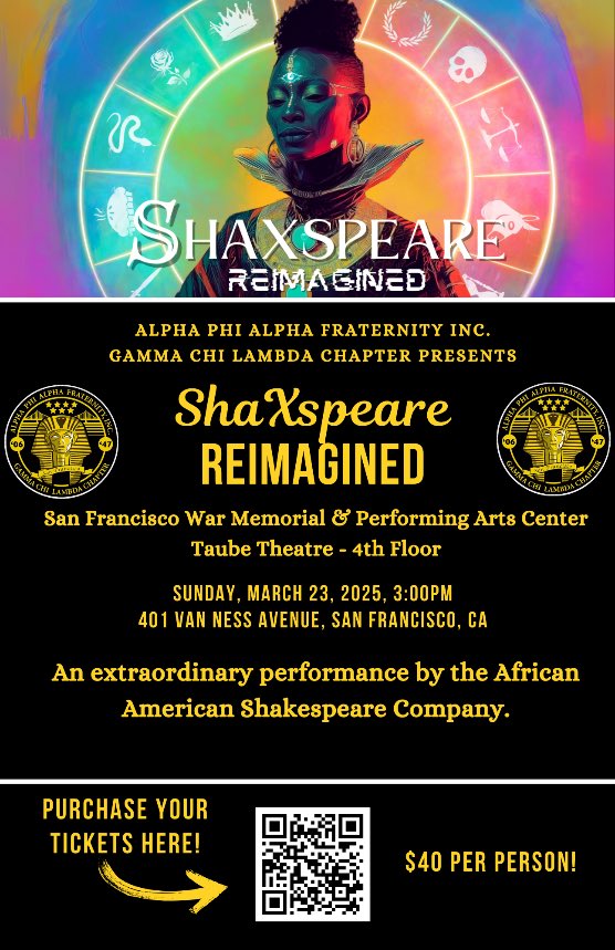 sf_alphas's tweet image. Sunday, March 23rd the Brothers of Gamma Chi Lambda are hosting &quot;ShaXspeare Reimagined&quot; in SF! Purchase your $40 tix by clicking the link below! 🤙🏾❄️🤙🏾 #AlphaPhiAlpha #APhiA #AlphaWest #NPHC #California #WestCoastAlphas #SanFrancisco #BayArea 

ticketfalcon.com/e/an-afternoon…