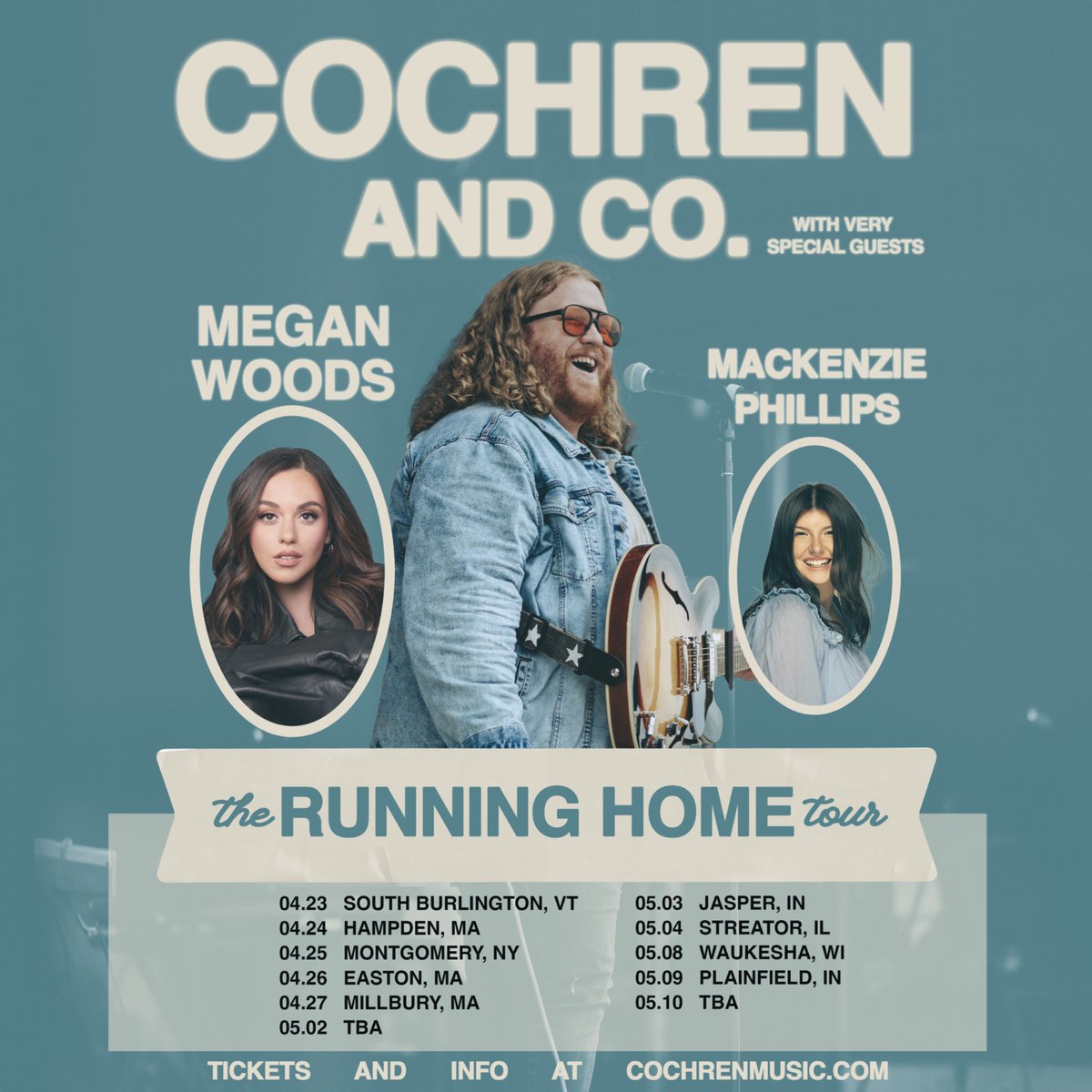 We are so excited to announce the Running Home Tour! 👟 🏠 Join us and our very special guests Megan Woods and Mackenzie Phillips for a night full of worship and a whole lot of fun. ⚡️ Tickets are on sale now! More dates to be announced soon. 

cochrenmusic.com/tourcc