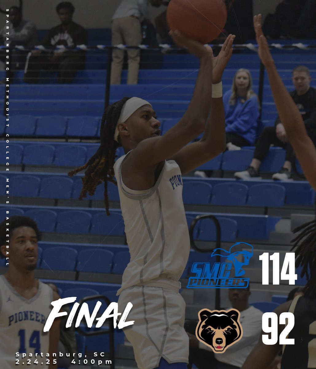 SMC PIONEERS (@gosmcpioneers) on Twitter photo Men's Basketball • <a href="/GOSMCBASKETBALL/">Spartanburg Methodist College - Men’s Basketball</a> All-American candidate Bryan Bayonne wrote another page in the script with a season-high 37 points on his senior day to lead the PIoneers to a 114-92 rout of Clinton. #NAIAHoops Men's Basketball • <a href="/GOSMCBASKETBALL/">Spartanburg Methodist College - Men’s Basketball</a> All-American candidate Bryan Bayonne wrote another page in the script with a season-high 37 points on his senior day to lead the PIoneers to a 114-92 rout of Clinton. #NAIAHoops
