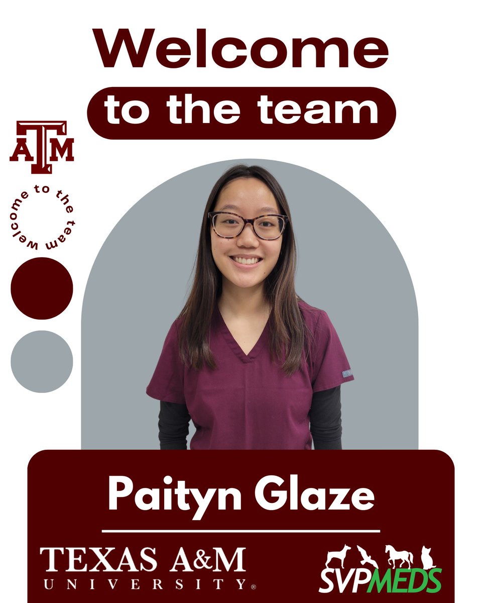 📢 Join us in welcoming Paityn Glaze to the SVPMEDS team! 🎉

We’re excited to have Paityn Glaze, a Pharmacist Intern from <a href="/TAMUpharmacy/">Texas A&M Pharmacy</a> , join us at Specialty Veterinary Pharmacy! 🏥🐾 Paityn is eager to gain hands-on experience in veterinary compounding, and we’re thrilled to