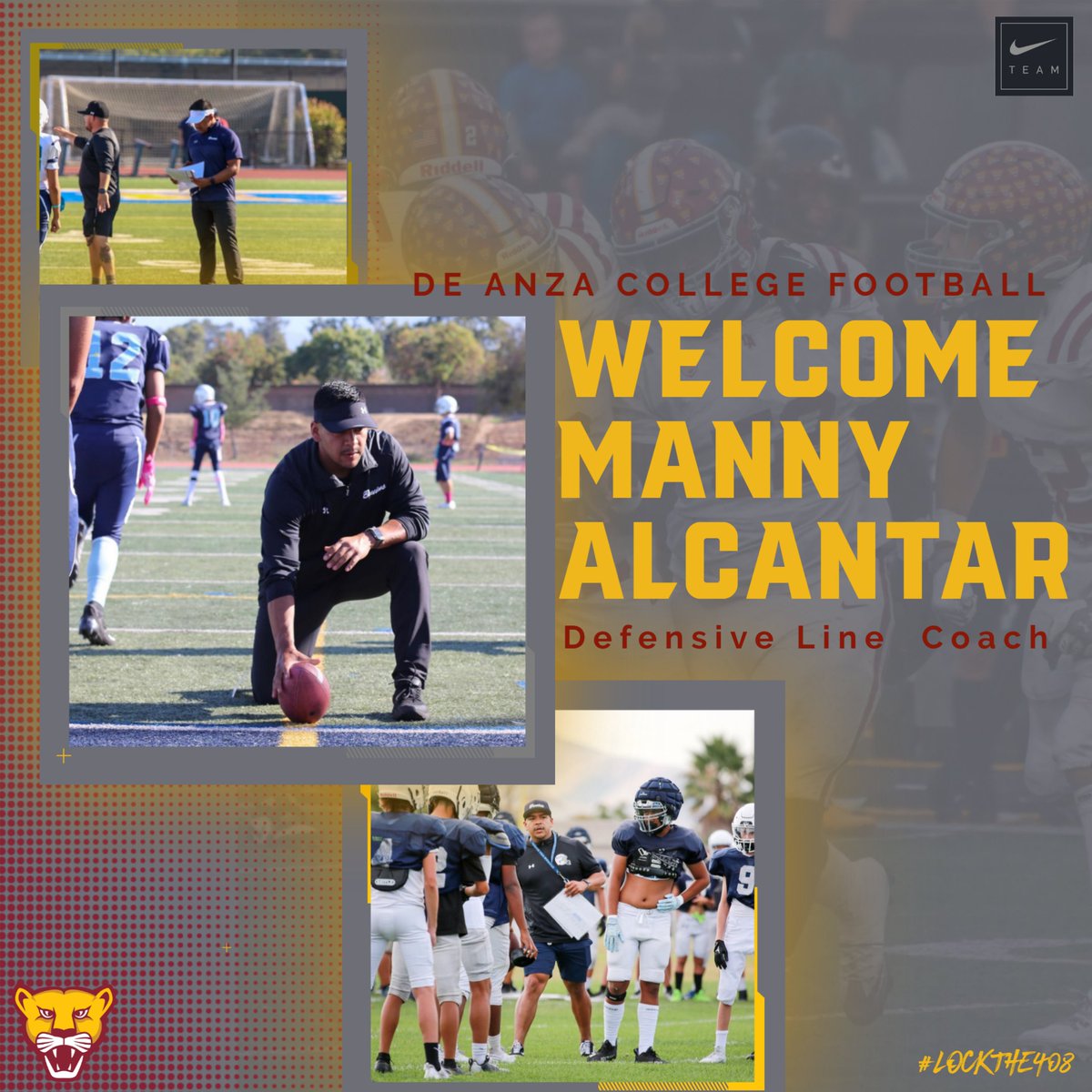New DL Coach Alcantar we are happy to have you join the Lions! #LOCKTHE408