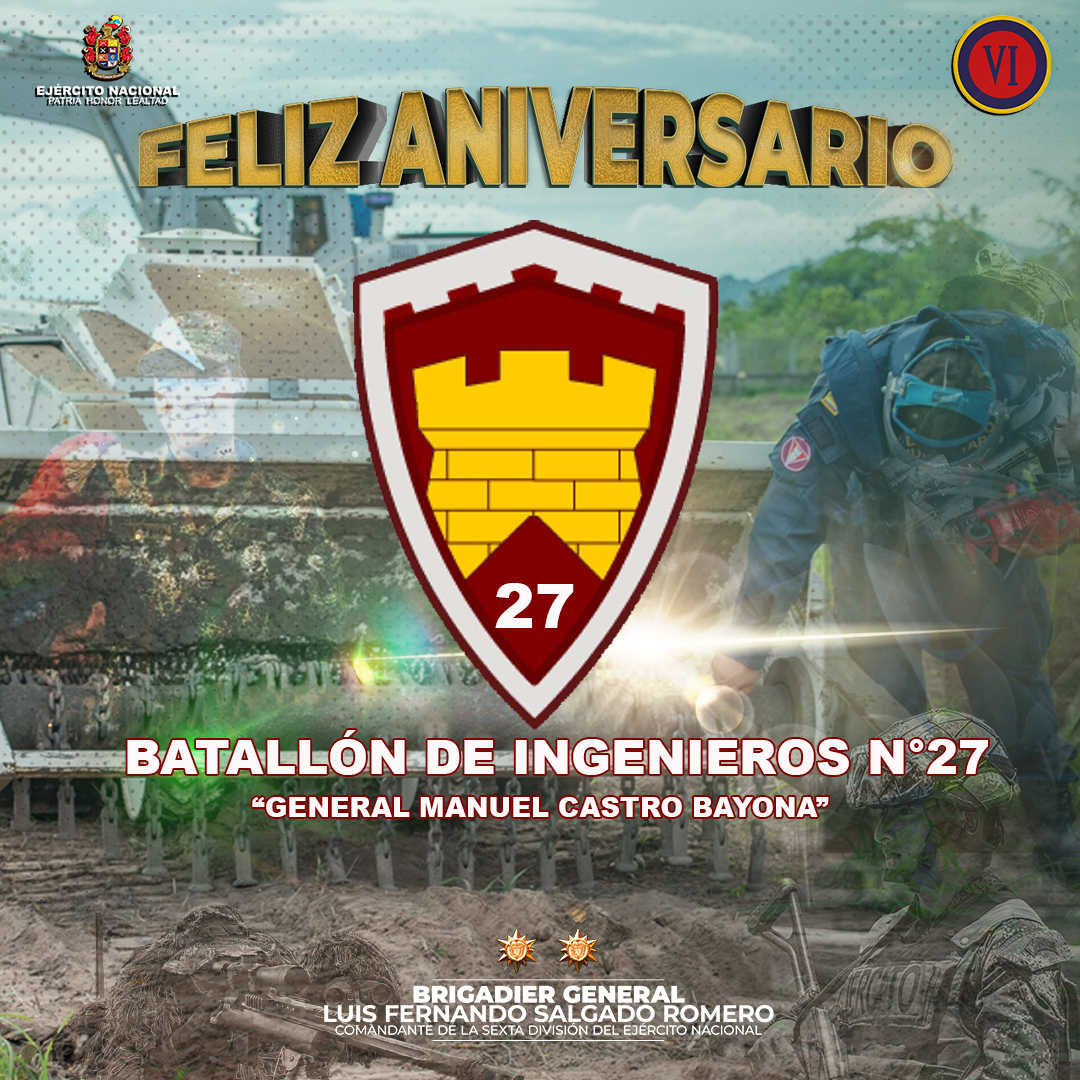 ParaDestacar || Hoy 24 de febrero, el Batallón de Ingenieros N°27 Manuel  Castro Bayona de la #Brigada27 cumple un aniversario más de esta valerosa  unidad que con sus soldados ha logrado llevar, image size:1080x1080