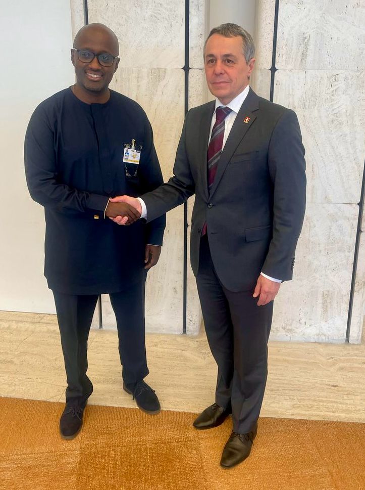 RwandaMFA's tweet photo. Day 1 of the #HCR58 in Geneva, Minister @onduhungirehe, met with @ignaziocassis Foreign Minister @SwissMFA. 

They discussed the good bilateral relations between the two countries and exchanged views on the security situation in the region. https://t.co/o1QOUobenF