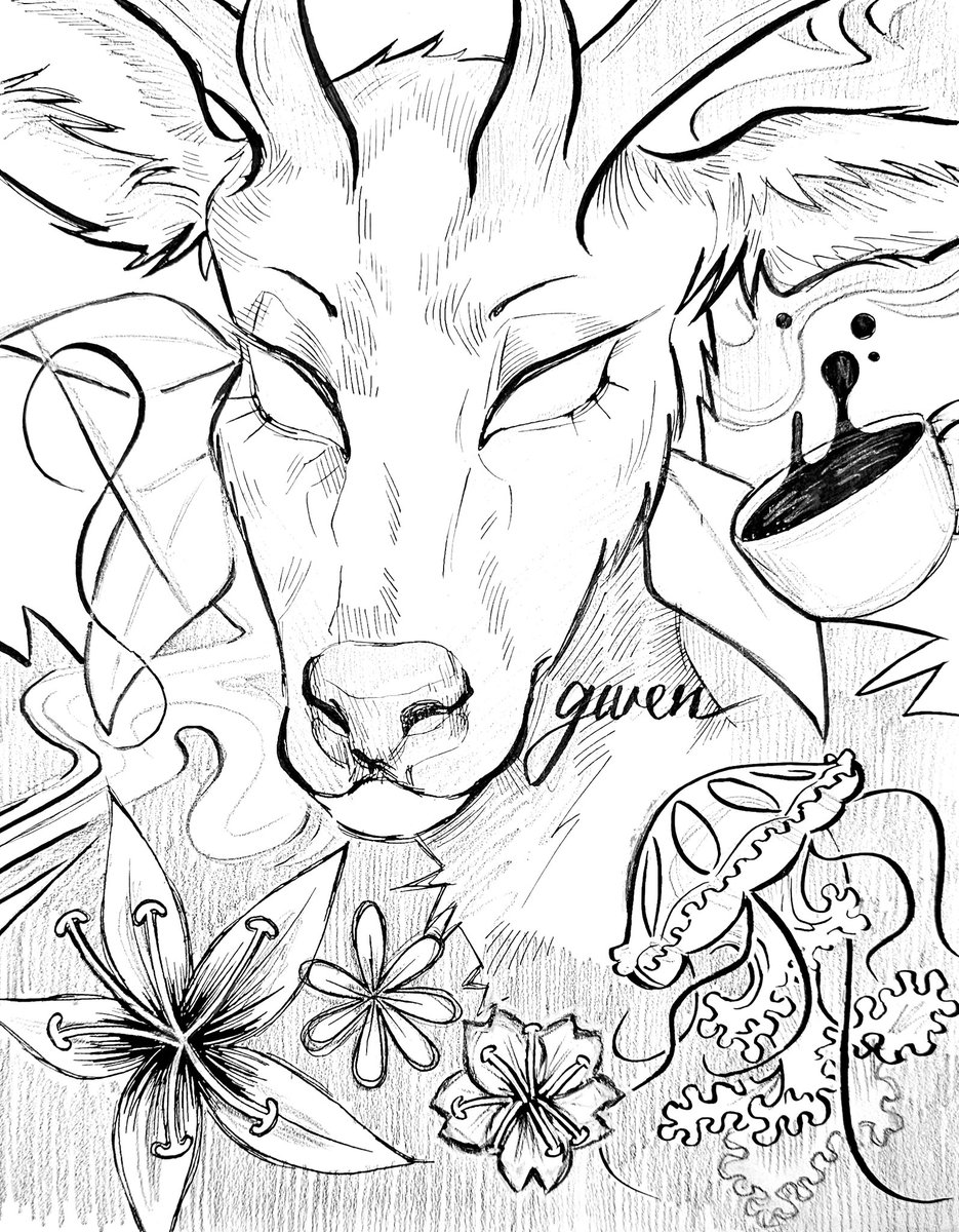 #spiritfarer gwen in glass pen &amp; ink