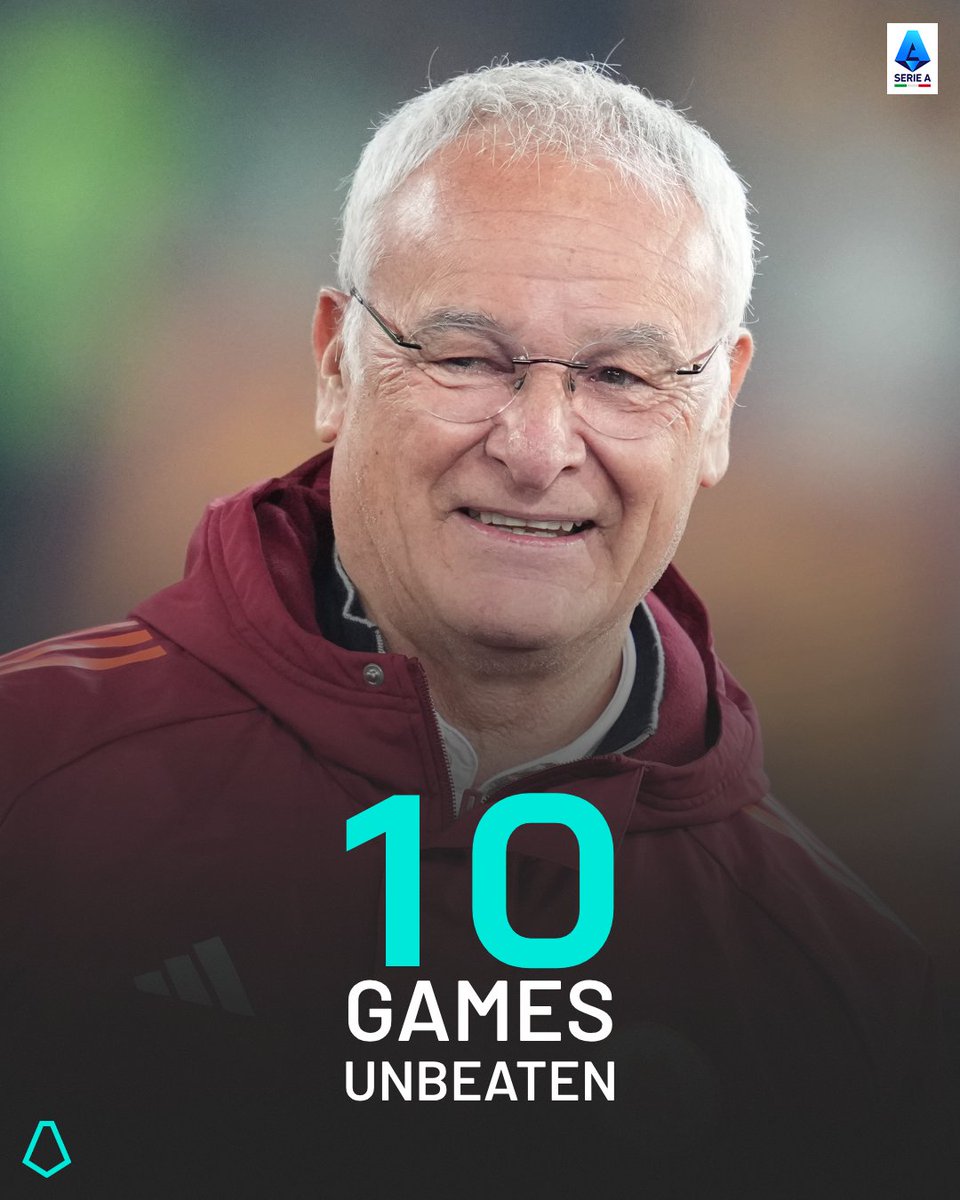 ✅ Parma (H)
🤝 Milan (A)
✅ Lazio (H)
🤝 Bologna (A)
✅ Genoa (H)
✅ Udinese (A)
🤝 Napoli (H)
✅ Venezia (A)
✅ Parma (A)
✅ Monza (H)

Ranieri's Roma are on a roll 🐺