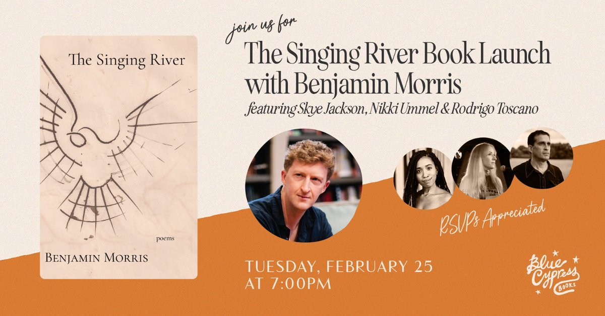 benjamin morris (@bentjulep) on Twitter photo Last call for tomorrow's launch! Parades or no, the show must go on -- we encourage anyone who's coming to allow extra time for traffic, but thankfully <a href="/BlueCypressBook/">Blue Cypress Books</a> is off the route. Nikki Ummel, Skye Jackson, and Rodrigo & I are all thrilled to read for you-- see y'all then! Last call for tomorrow's launch! Parades or no, the show must go on -- we encourage anyone who's coming to allow extra time for traffic, but thankfully <a href="/BlueCypressBook/">Blue Cypress Books</a> is off the route. Nikki Ummel, Skye Jackson, and Rodrigo & I are all thrilled to read for you-- see y'all then!