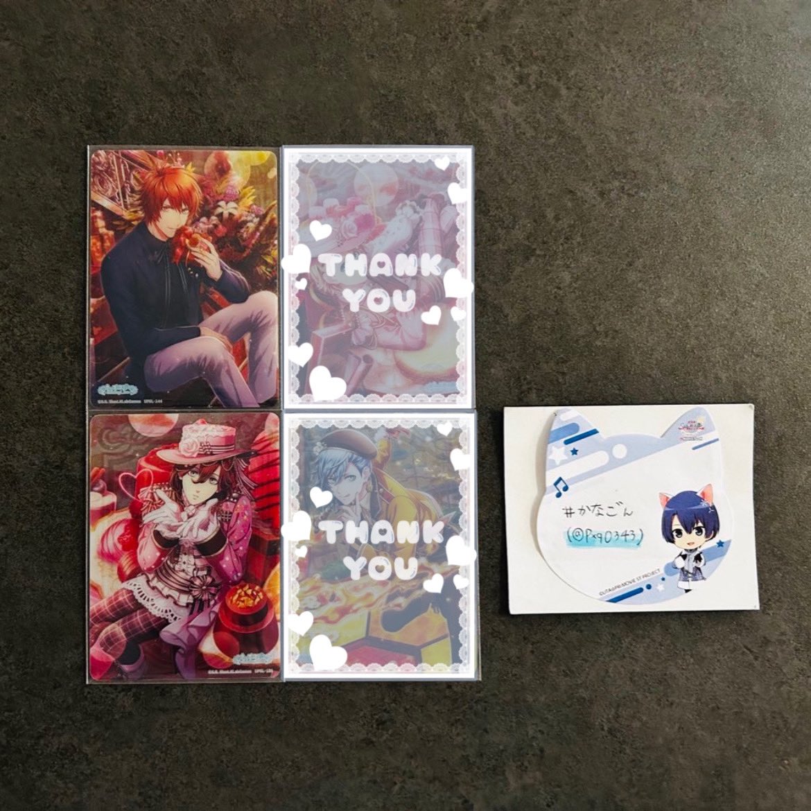 Pxq0343's tweet photo. 【交換】うたプリ シャニライ ビジュアルコレクションカード ビジュコレ Vol.2  

譲▶︎画像1枚目〜3枚目

求▶︎画像4枚目BCトキヤ

郵送にて交換希望。
こちら全て家族分でございます。

■ R⇆N(当方)複数枚ご提供可能でございます。
１枚からでもお気軽にお声掛け下さい。 https://t.co/xX7e7cPJf8
