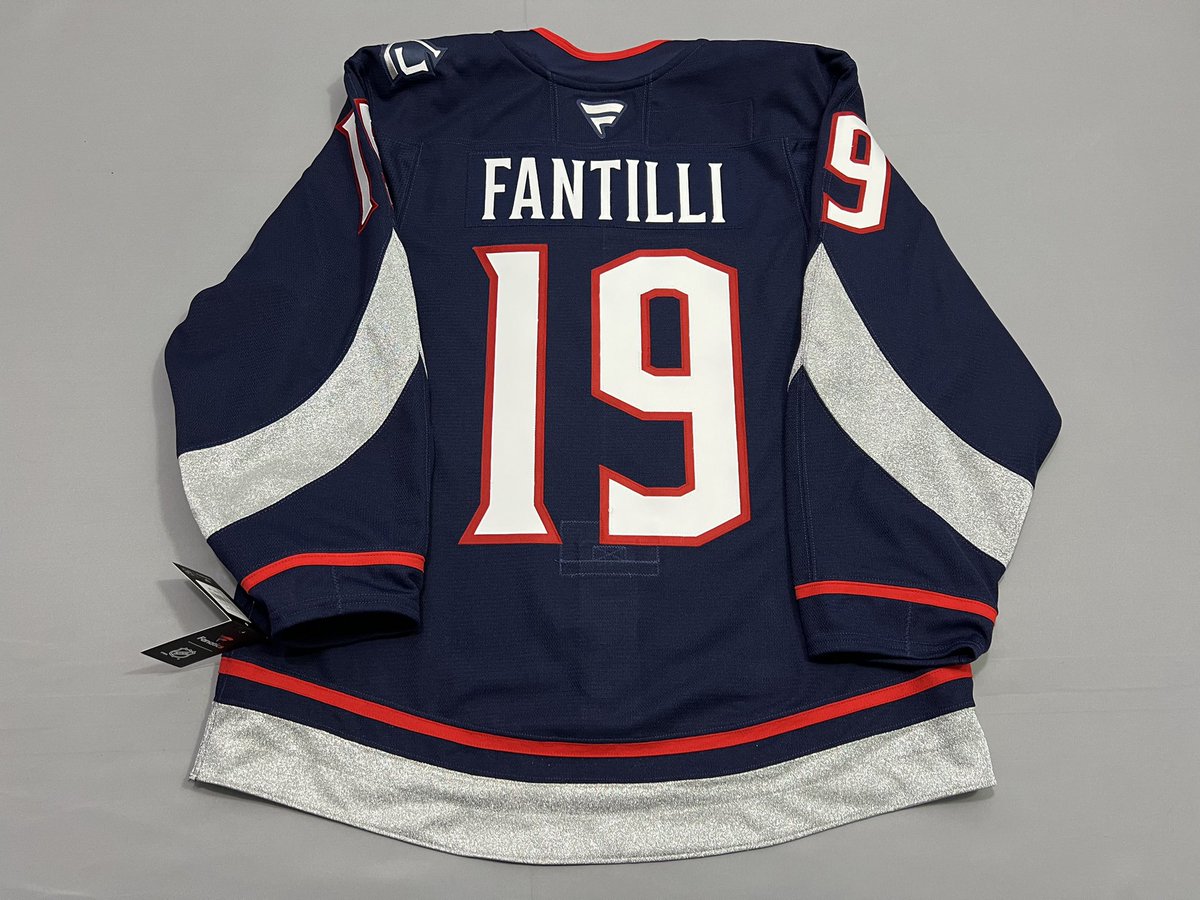 On ice Authentic Pro <a href="/AdamFantilli/">Adam Fantilli</a> <a href="/BlueJacketsNHL/">Columbus Blue Jackets</a> stadium series jersey lettered by the best in the business. 
@libertybelljerseys (on Instagram) libertybelljerseys.com check him out there is no one who does more pristine work. 
Let’s Go Mo!
<a href="/LO_BlueJackets/">Locked On 13 Forever</a>