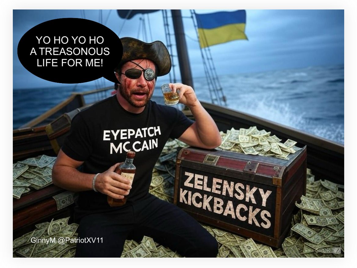 PatriotXV11's tweet image. Eyepatch McCain needs to be thrown overboard!