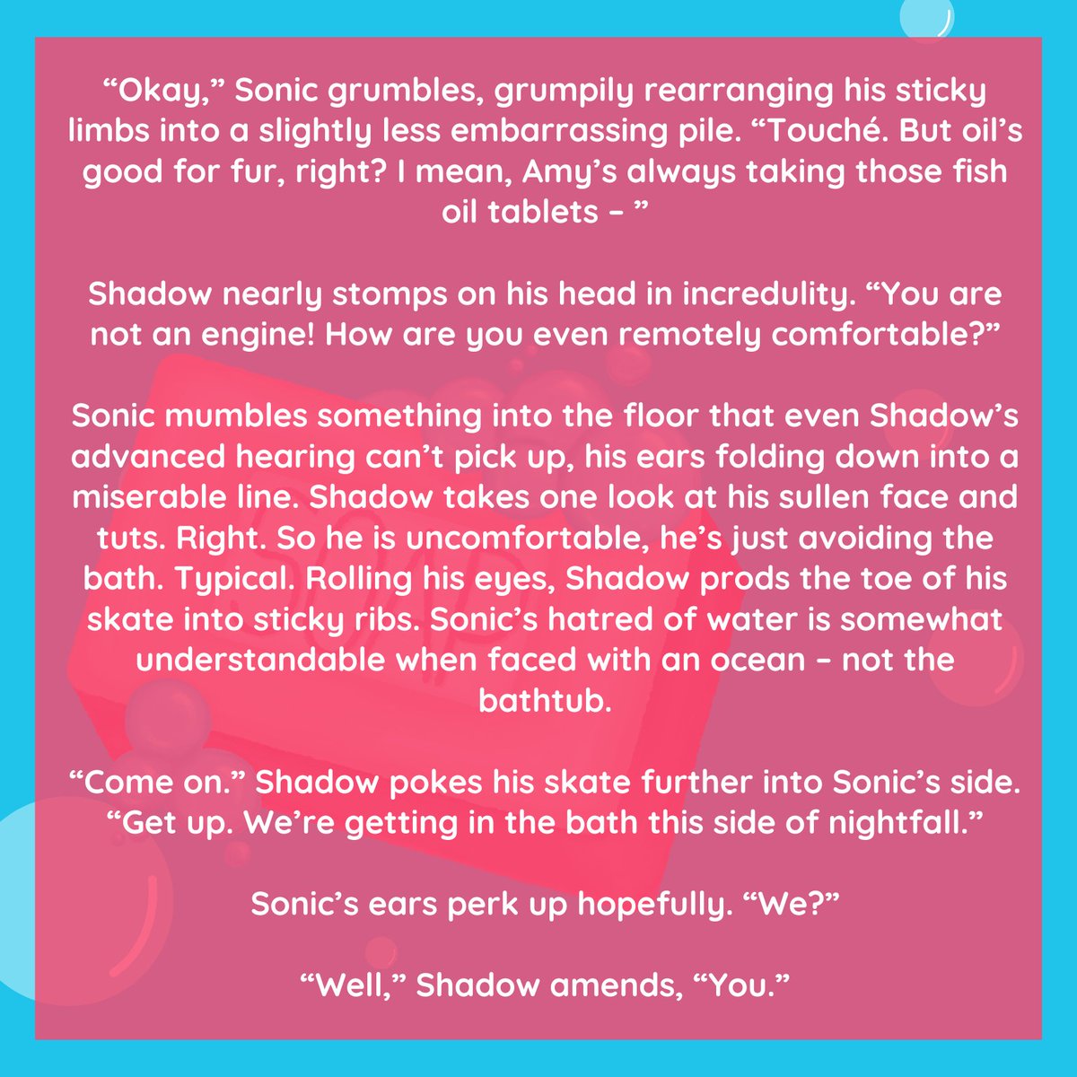 🧼 don't make me get out the swarfega 🧼

💙 sonadow
🖤 rated t, 3.8k
❤️ established relationship, humour, bathing/washing

AO3: archiveofourown.org/works/63347227