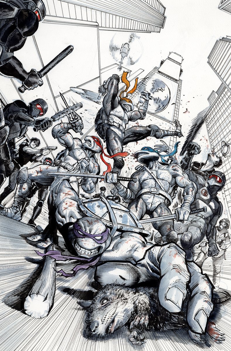 juaneferreyra's tweet image. TMNT#7 comes out this wednesday!! The Original art from the issue will also be online by then! Go over here to get yours! Inks and watercolors on watercolor paper! comiconart.com//artistgallery…