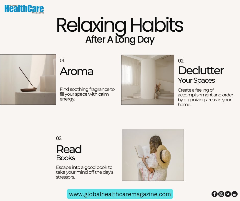 GHealthcareMag's tweet photo. Unwind, recharge, and refresh! 🌿✨
Discover the best relaxing habits to melt away stress after a long day.
#RelaxationTips #UnwindAndRecharge #SelfCareRoutine #StressRelief #MindfulMoments #EndOfDayRelaxation #MeTime #HealthyHabits #WorkLifeBalance #ChillMode https://t.co/U9pwjI4VG8