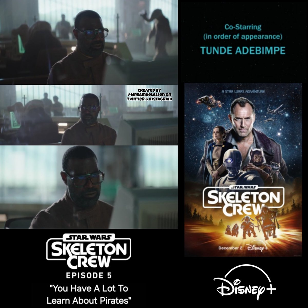 MrSamuelAllen's tweet photo. Happy Birthday to #TundeAdebimpe, he played Wendle: Wim's dad in Disney+ series #StarWars #SkeletonCrew. https://t.co/7nd4ModClw