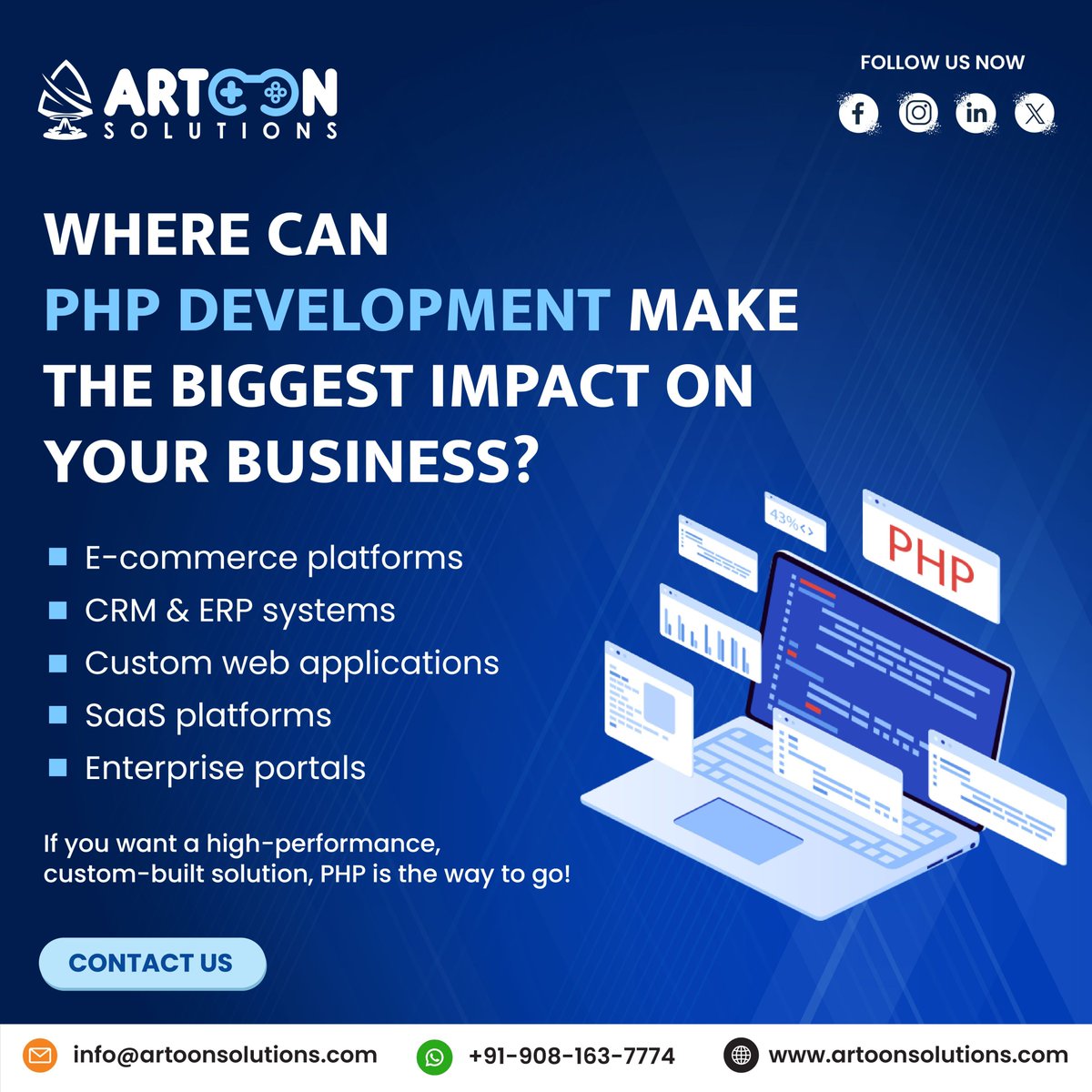 artoonsolutions's tweet image. Power Your Business with PHP!

PHP drives fast, secure, and scalable web solutions—perfect for e-commerce, CRMs, and SaaS. Let’s build something great!

📞 Call/WhatsApp: +91-908-163-7774
📧 Email: info@artoonsolutions.com

#artoonsolutions #phpdevelopment #BusinessGrowth