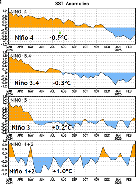 climatologa's tweet photo. Se observa en las ultimas semanas (febrero) incremento de la Temperatura Superficial del mar #TSM en región #Niño 1+2 y se fortalecieron anomalías positivas.
Mientrras; Pacífico central (Región Niño 3.4) persistieron ATSM negativas.
Continuaremos #monitoreando Pac. #Oriental!! https://t.co/MC3SdUkbnm