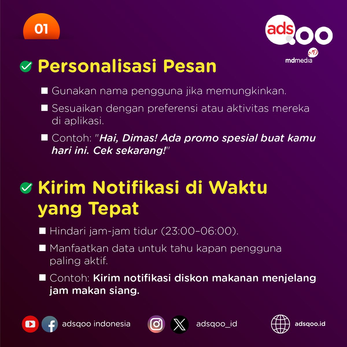 Adsqoo_id's tweet image. 1. Personalisasi pesa
2. Kirim Notifikasi diwaktu yang tepat
#pushnotificationads #Iklanpushnotifikasi #adsqoo