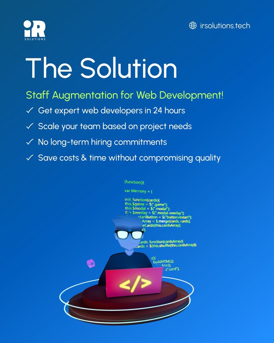 IRSolutions_'s tweet photo. Need a Website That Stands Out? Hire IR Solutions’ Expert Teams. We deliver custom web development solutions that help businesses grow. 💯

📧 hello@irsolutions.tech
🌐 https://t.co/uyCI5nWKhl

#IRSolutions #TechInnovation #developers  #ITsolutions #websites https://t.co/aWRqjTHzBl