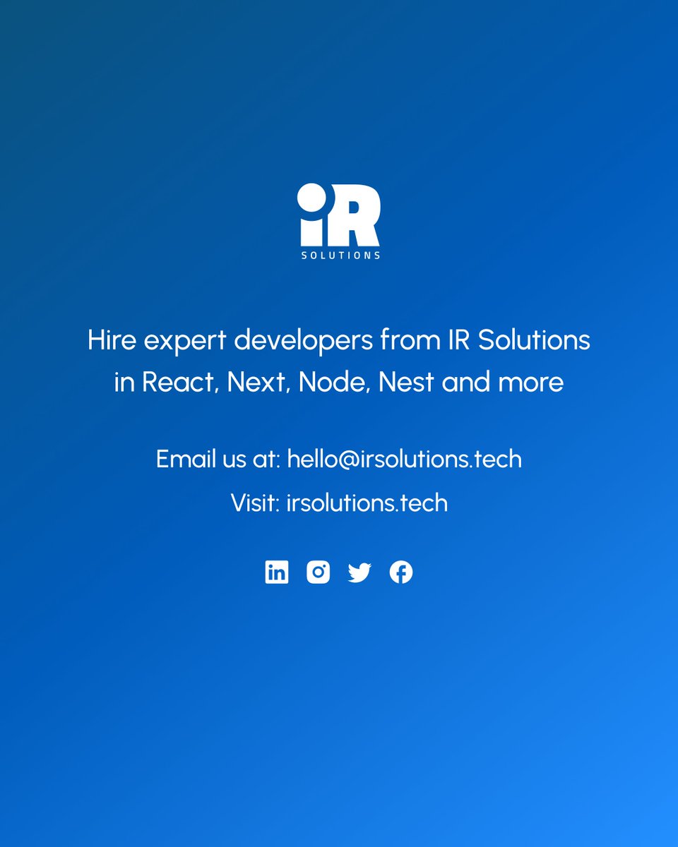 IRSolutions_'s tweet photo. Need a Website That Stands Out? Hire IR Solutions’ Expert Teams. We deliver custom web development solutions that help businesses grow. 💯

📧 hello@irsolutions.tech
🌐 https://t.co/uyCI5nWKhl

#IRSolutions #TechInnovation #developers  #ITsolutions #websites https://t.co/aWRqjTHzBl