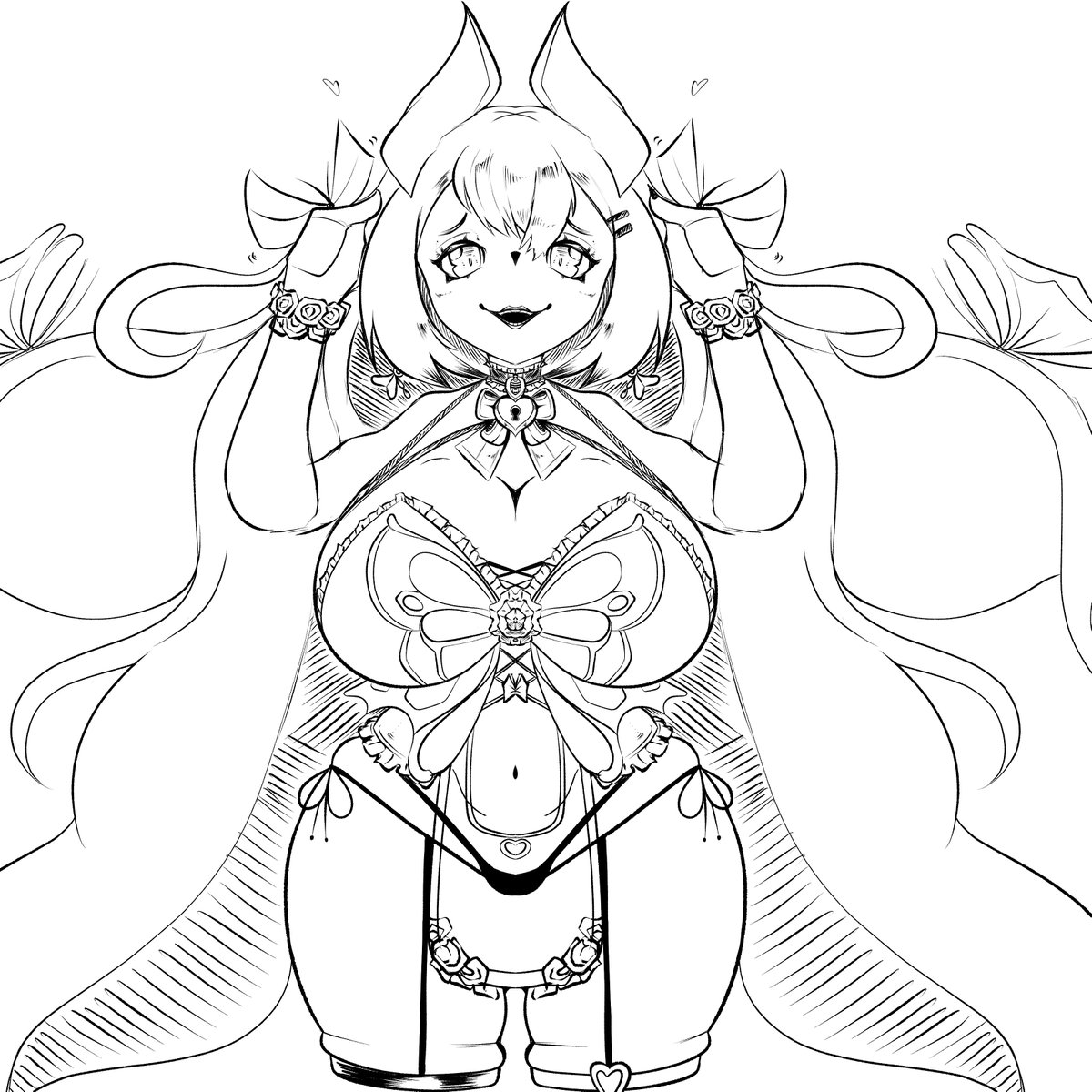 I know guys! I said cara drawing! 

.ೃ࿔. BUT.ೃ࿔.

I been in love with <a href="/CanariaVTuber/">Cana🦋</a> ( sorry for tagging but more people should see how cool you are) design for a while (+ love her vibe &amp; voice) so I wanted to sketch her ( Sorry Cana my sketch is so messy) 🥹🙏❤️ 
#CanariaDraw