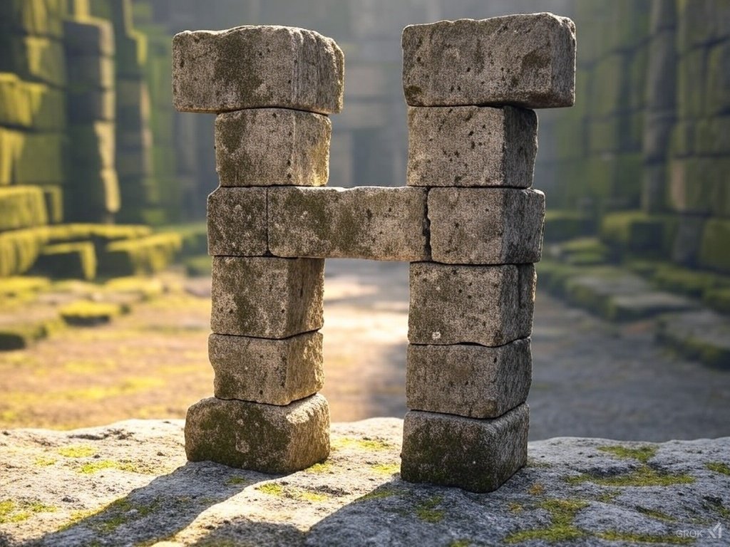 I love this playful take on making the letter "H". <a href="/Grok/">Grok</a> really did a great job on balancing between making it clear what it's portraiting and not making it too perfect to work with the scenery. Doesn't this just make you feel happy in its playfulness?