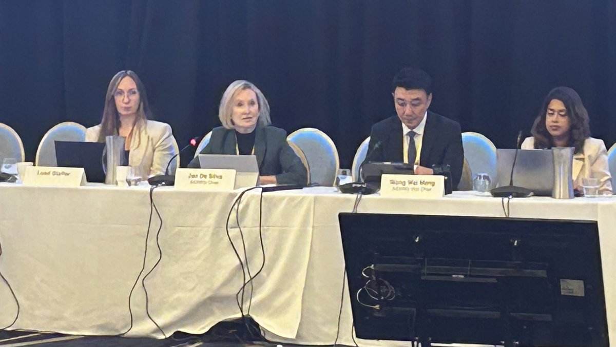 APECBiz's tweet image. AI and Digital Innovation WG Chair Jan De Silva of ABAC Canada presents the 2025 Work Plan for adoption. Highlights include developing recommendations to sustainably meet the energy demand of the digital economy; enabling MSMEs to access digital tools; future proofing the digital…