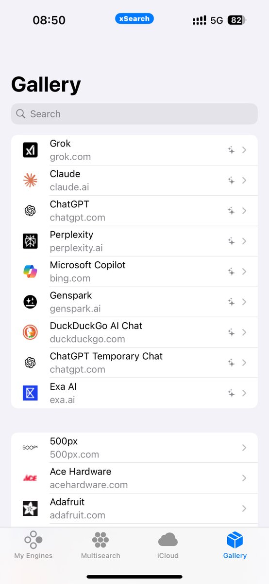 iAugux's tweet photo. @aaronp613 You can set almost any advanced AI search engine as your default in Safari using xSearch for Safari extension. https://t.co/dE20NrP6Uc