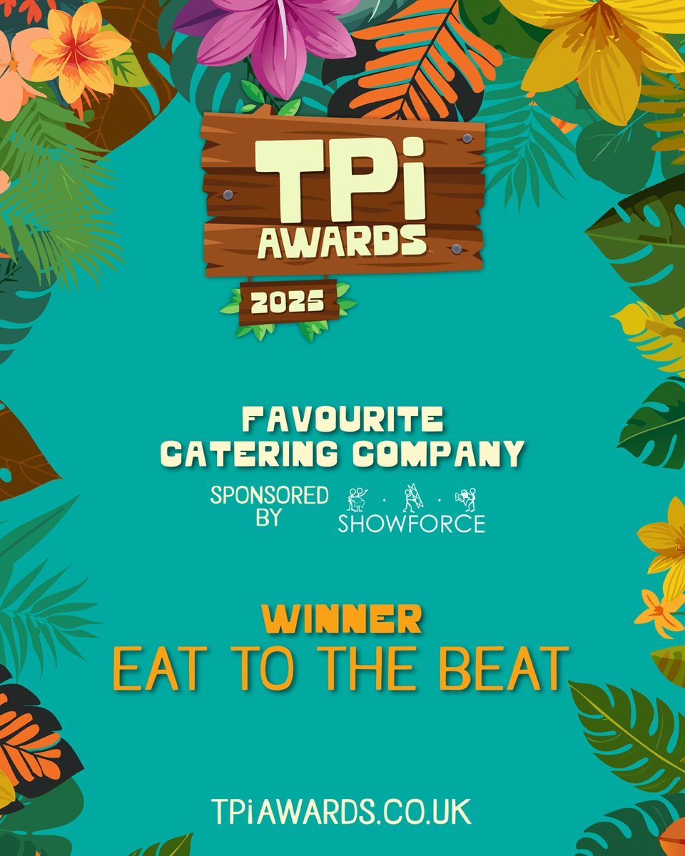 .@Eattothebeat wins Favourite Catering Company, sponsored by <a href="/showforcegroup/">Showforce</a> 🌴 #TPiAwards2025