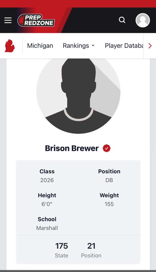 Thank you <a href="/PrepRedzoneMI/">Prep Redzone Michigan</a> for ranking me 21st in my position and 175th in the state can’t wait to climb those ranks!
<a href="/CoachFarley7/">Scott Farley</a> <a href="/MichFBFrenzy/">Michigan Prep Frenzy</a> <a href="/alex_pallone/">Alex Pallone</a> <a href="/MIexposure/">Michigan Exposure</a> <a href="/ExpoRecruits/">Expo Recruits</a>