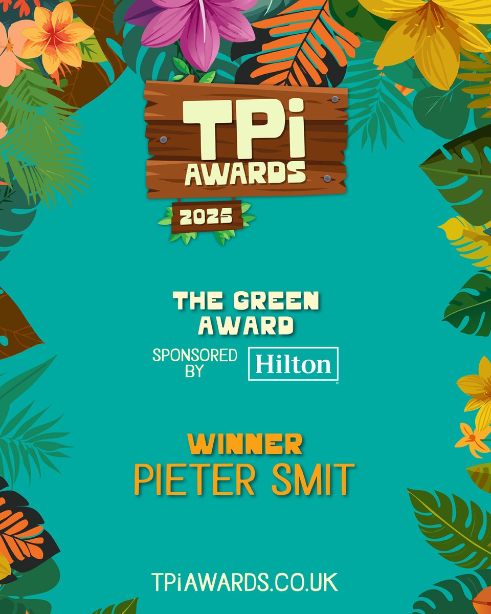 Pieter Smit wins The Green Award, sponsored by <a href="/HiltonHotels/">Hilton Hotels</a> 🌴 #TPiAwards2025