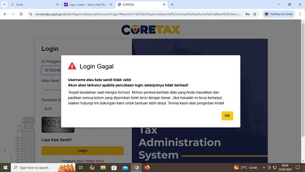 Linaekaa25's tweet photo. Dear @kring_pajak 
Kenapa ya akun pic saya dari kemarin seperti ini ? Padahal saya sudah masukkan nik &amp; password yang sesuai. Tolong ini solusinya bagaimana ? 
Terimakasih https://t.co/BruLEnofzz