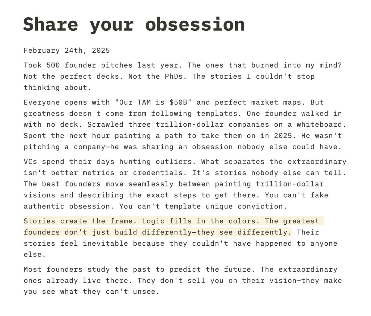 One small piece of advice to founders pitching their startups today..