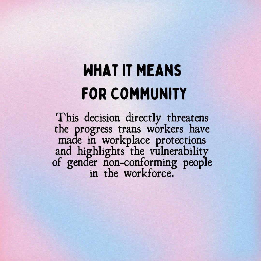 The EEOC’s decision to drop trans discrimination cases is yet another reminder that the systems in place were never built to protect us. Our survival is an act of resistance, and we’ll continue to fight for a world where trans and gender non-conforming people are free 🩵🩷🤍
