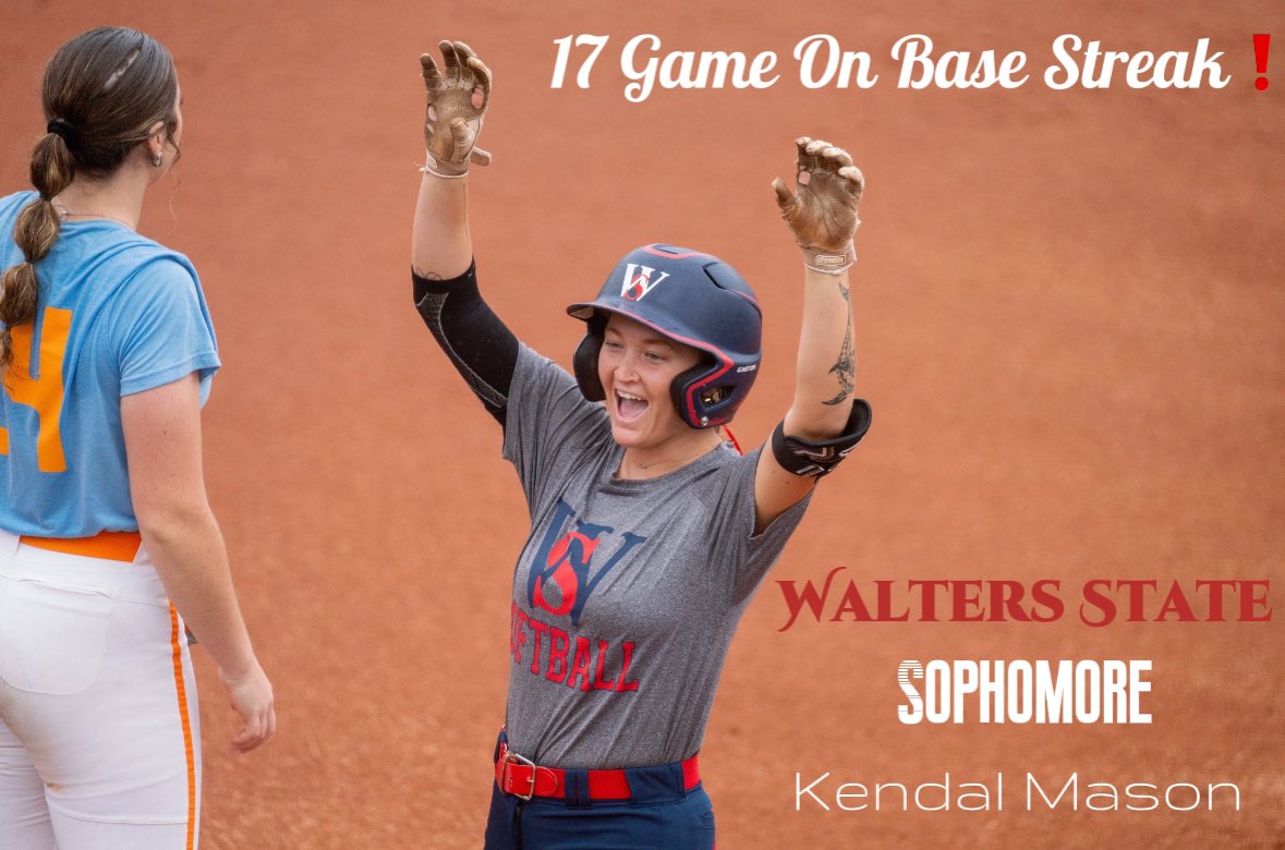 17 games played, 17 games she reached base❗️<a href="/kendalmason18/">kendal mason</a> is on 🔥