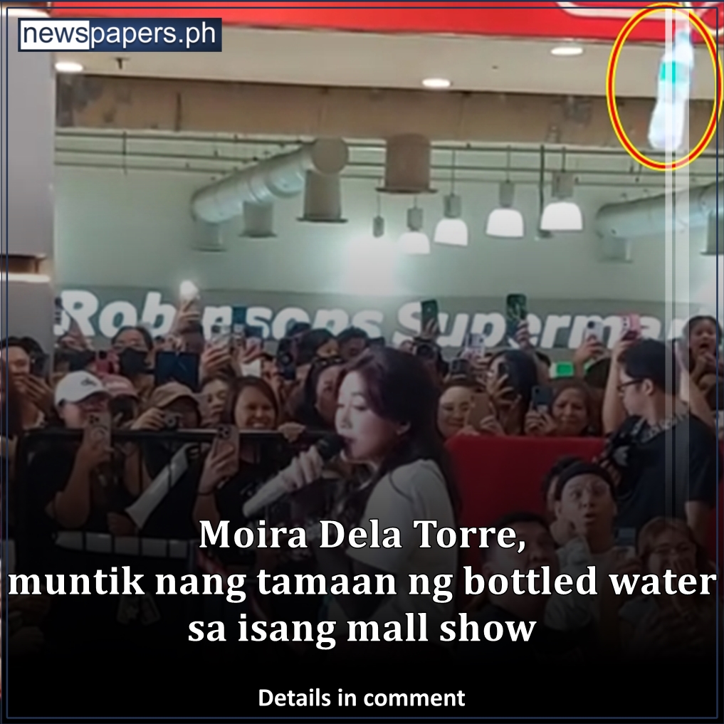 Newspapers247's tweet photo. Muntik nang tamaan ng bottled water ang singer na si Moira Dela Torre habang nasa isang mall show.

https://t.co/ZAT7lVxS5p https://t.co/ybq6a38ka1
