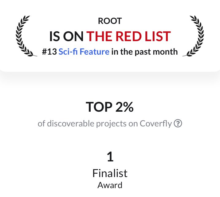 Being a screenwriter is an isolating sport most days, so I believe in celebrating the good news when it comes, and today I found out my recent sci-fi feature ROOT is a finalist in a screenwriting competition and #13 on the Red List with <a href="/Coverfly/">Coverfly</a> Rad! *initiates happy dance* 💃🏻😁