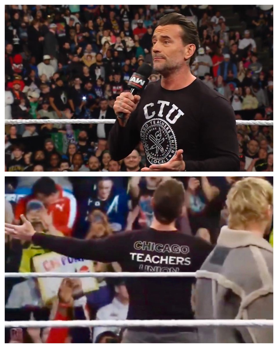 CM PUNK SUPPORTING THE CHICAGO TEACHERS UNION!!!
So cool!!! 
#CMPUNK #TeachersUnion #ChicagoTeachersUnion #WWERaw #WWE