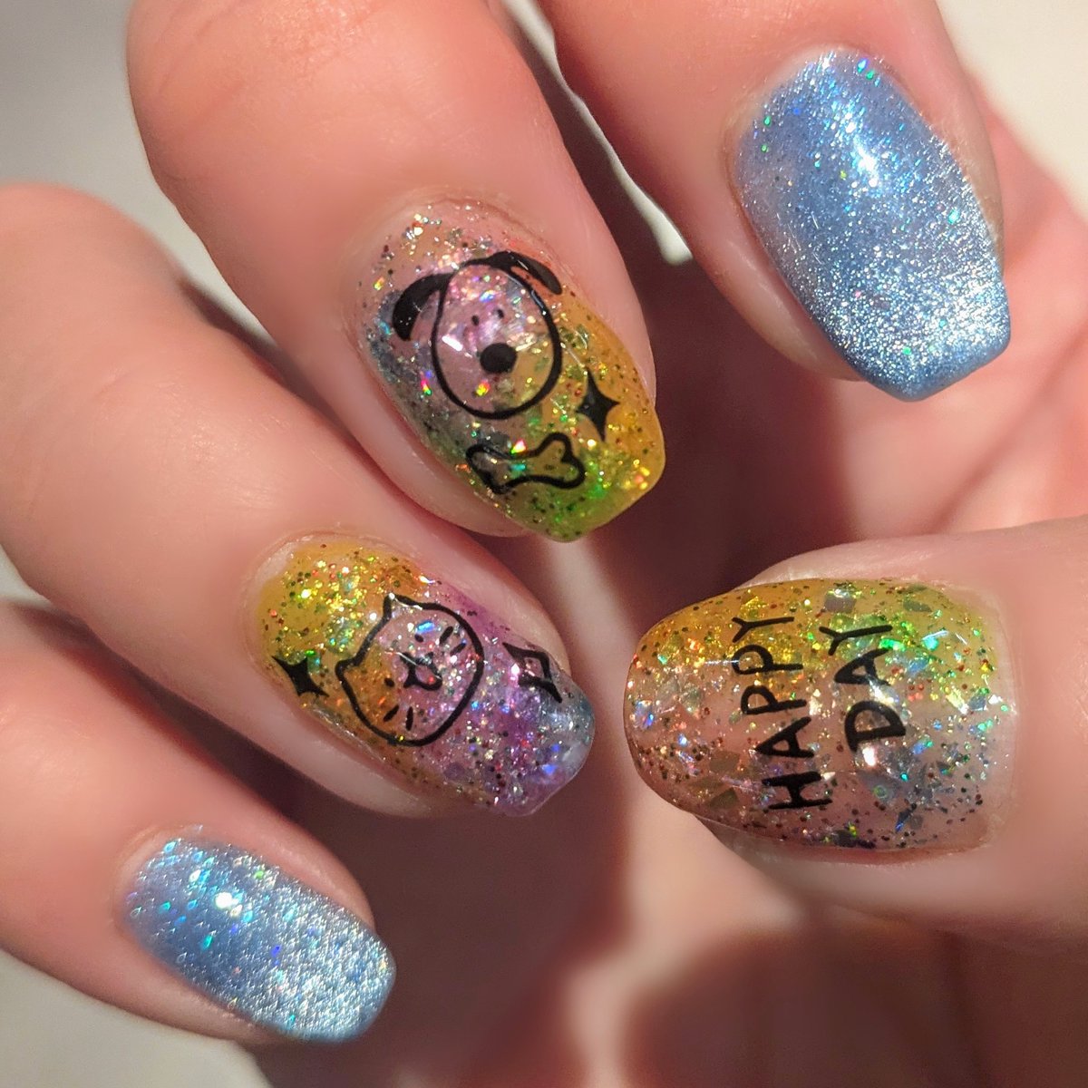 mi00a's tweet photo. Rainbow Nails🌈
イヌさんとネコさんとお花もプラスしてキラキラ✨

ネイル用品のお店
サルルプロジェクト
@saruru_project
でお買い物の際
pr5998
↑コチラのコードで
店内商品5%offになります😆

#セルフネイル
#あわちゃんねる
#あわちゃんず
#自爪ネイル
#サルル公式広報部員
#グリッターネイル https://t.co/xDipAidO9H