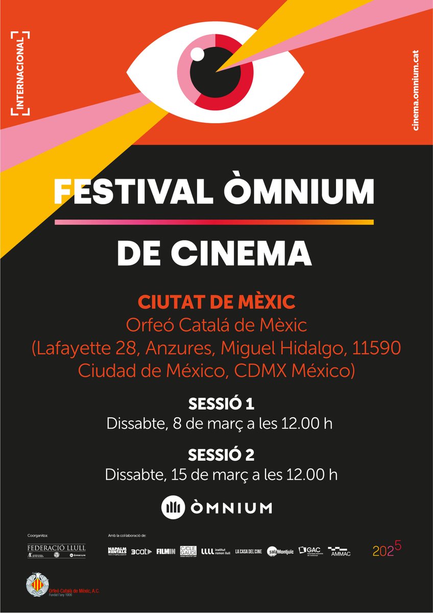 #FESTIVALOMNIUMINTERNACIONAL 
#RESERVALADATA  #SAVETHEDATE
<a href="/Ocmcat/">Orfeó Catalá Méxic</a> <a href="/omnium/">Òmnium Cultural</a> <a href="/Fedcatcineclubs/">Federació Catalana de Cineclubs</a>