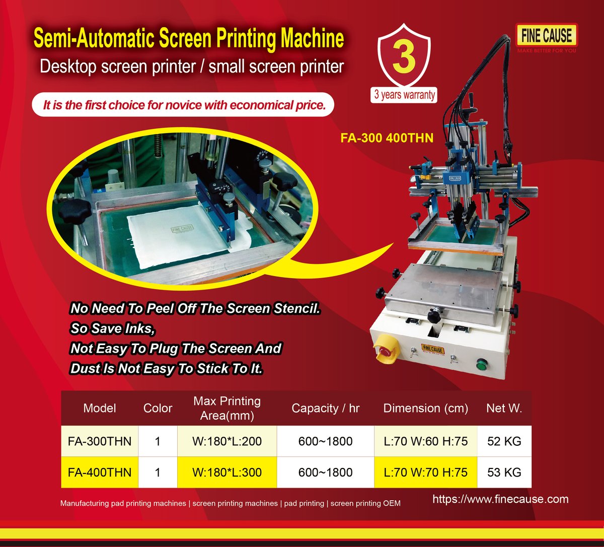 FinecausePrint's tweet photo. FA-300/400THN Desktop Screen Printing Machine/Screen Printer
https://t.co/9jB14PIlKm

#screenprintingmachine
#screenprinter
#DesktopScreenPrintingMachine
#DesktopScreenPrinter
#printing
#screenprinting
#printingmachine https://t.co/0YyNzWrEl8