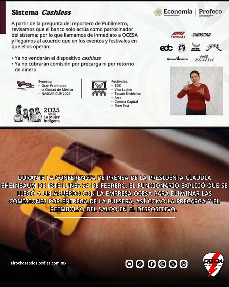 Iván Escalante, titular de la Procuraduría Federal del Consumidor (Profeco), explicó qué pasará con las pulseras Cashless, utilizadas como método de pago en festivales y otros eventos.