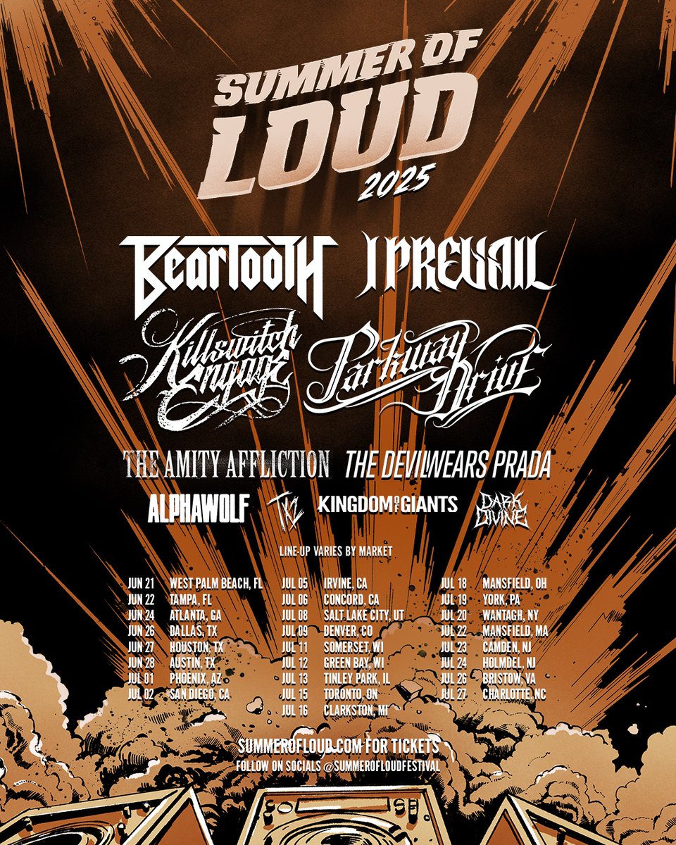 🚨NEW TOUR🚨 We are so thrilled to be part of the first ever #SummerOfLoudFestival this year! 🔥🔊 Presale tickets go on sale TODAY at 2pm ET / 11am PT with the code BTSOL25 at BeartoothTickets.com

Tickets go on sale to the general public this Friday at 10am local time!